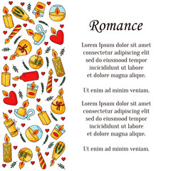 Candles romantic icons decorative row design
