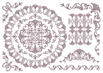 Fototapeta premium vintage ornament set. floral frames and borders.