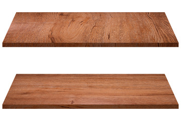 wood shelf collection of wooden shelves on an isolated white background