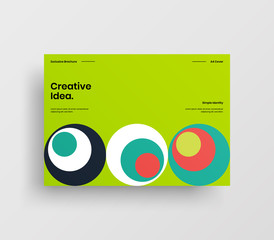 Creative business presentation vector A4 horizontal orientation front page mock up. Modern corporate report cover abstract geometric illustration design layout. Company identity brochure template.