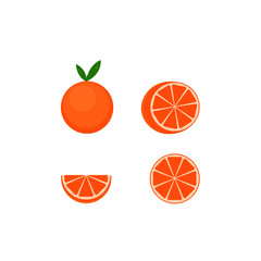 This is vector citrus fruit. Orange, mandarine isolated on white background.