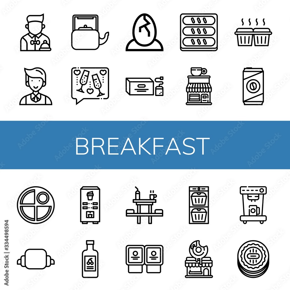 Wall mural Set of breakfast icons