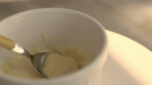 home made mayo classic mayonnaise spoon yellow background vintage