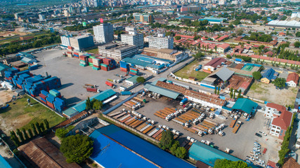 Fototapeta na wymiar aerial view of the industrial area in Dar es salaam.