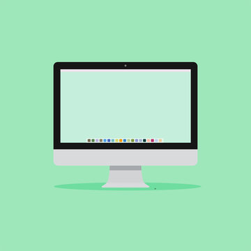 personal computer flat design  and isolated on a color  background. mock-up template design, vector illustration elements. flat cartoon laptop screen with design or image editing software or program 