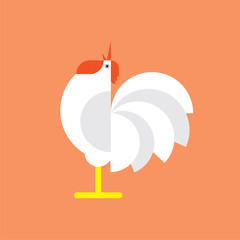 Chicken, rooster logo. Flat Elements. Vector illustration hen . Label for market, farm, zoo, veterinary clinic. Flat modern design. Stylized cock