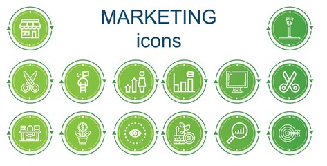 Editable 14 marketing icons for web and mobile