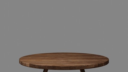 3D rendering perspective minimal round table on clear background.