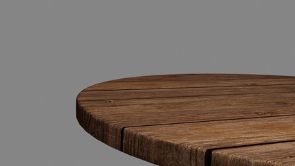 3D rendering perspective minimal round table on clear background.