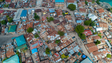 aerial view of the local settlement in Dar es salaam.