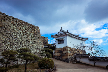 Fototapeta na wymiar Himeji castle View under Blue Sky, Japan