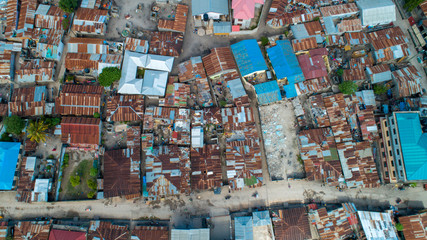 aerial view of the local settlement in Dar es salaam.