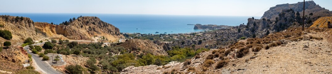 Fototapeta na wymiar view of a mountain landscape rhodos island greece
