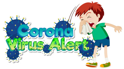 Obraz na płótnie Canvas Poster design for coronavirus theme with boy coughing