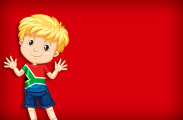 Background template design with plain color wall and happy boy
