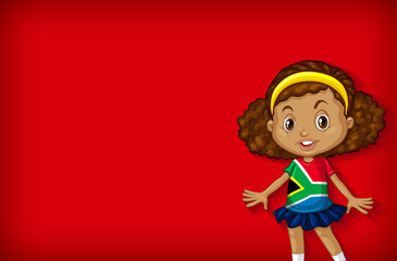 Background template design with plain color wall and happy girl