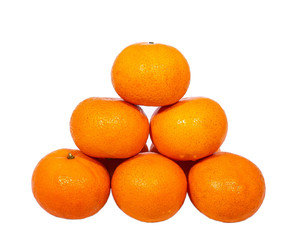 Orange ripe tangerines on a white background