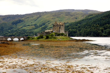 Dornie - Scotland, UK - August 13, 2018: Eilean Donan Castle, Dornie, Scotland, Highlands, United Kingdom