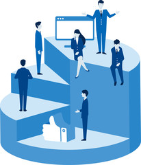 ビジネスチームと円グラフのイメージ