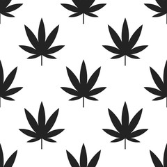 Marijuana or cannabis leaf icon isolated seamless pattern on white background. Hemp symbol. Vector Illustration