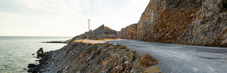 road on the sea rhodos island greece