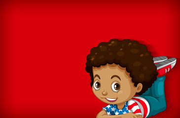 Background template with plain color wall and happy boy