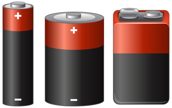 Three batteries with different sizes