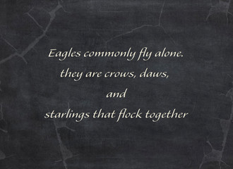 Eagles commonly fly alone. they are crows, daws, and starlings that flock together
