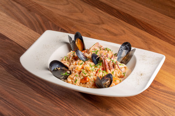 details of fresh sea food risotto