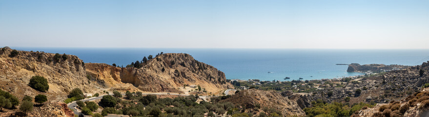 view of the coast in rhodos island greece