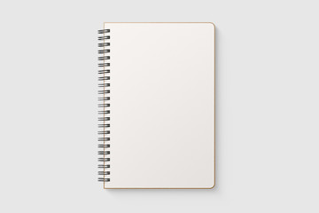 Real photo, blank spiral bound notepad mockup template with Kraft Paper cover, isolated on light...