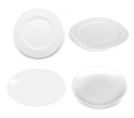 set of white plate on white background