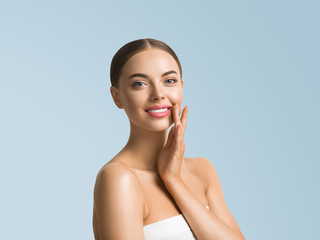Beauty woman teeth smile face healthy skin fashion natural makeup
