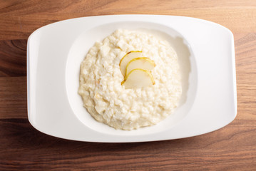 close up of fruity milk rice 