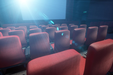 interior of the cinema theater, of the film   theater empty seats 3d render