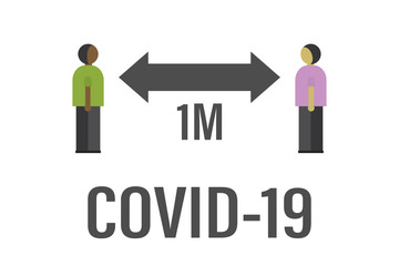 One meter distance between people. Concept of flu outbreak, public health risk,covid-19