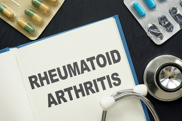 Conceptual hand written text showing Rheumatoid arthritis
