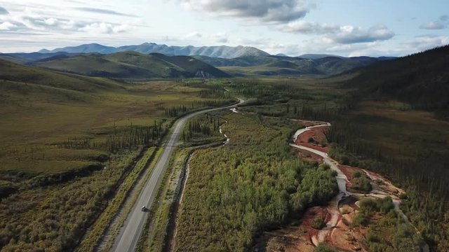 Extremely scenic road trip in northern Yukon, Canada.