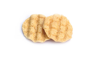 sweets, Snack, crackers, pile of cookies isolated on white background - with clipping path.