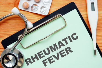 Medical photo shows printed text Rheumatic fever - obrazy, fototapety, plakaty