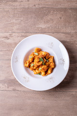 details of tasty fresh tortellini bolognese