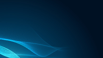 Dot blue wave light screen gradient texture background. Abstract  technology big data digital background. 3d rendering.