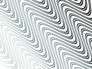 Line art optical art. Psychedelic background. Monochrome background. Optical illusion style. Black dark background. Modern pattern. Abstract graphic texture. Graphic ornament. Vector template