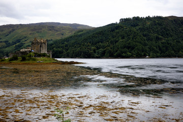 Dornie - Scotland, UK - August 13, 2018: Eilean Donan Castle, Dornie, Scotland, Highlands, United Kingdom