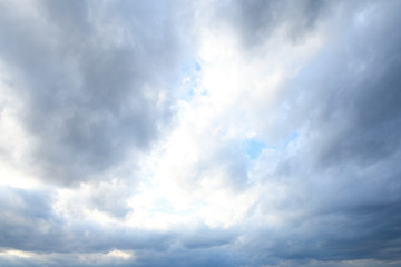 Stormy sky with storm clouns on the sunset with beautiful sun