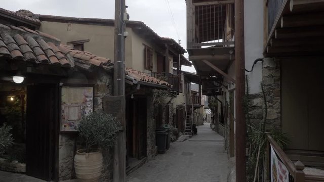 Gimbal shot of old village in Cyprus 