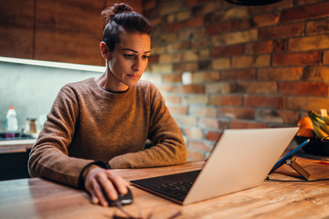 woman working from home on laptop