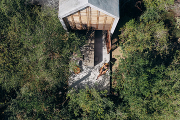 Lonely concrete house stands among the jungle