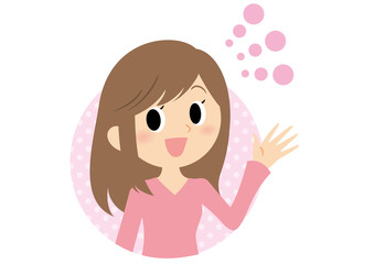 女性の表情　手を振る