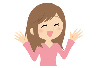 女性の表情　喜ぶ